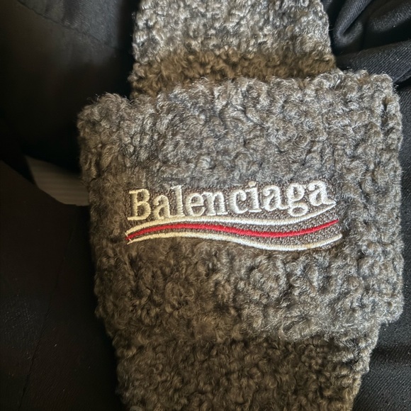 Balenciaga Grey Plush Slides - Picture 4 of 4